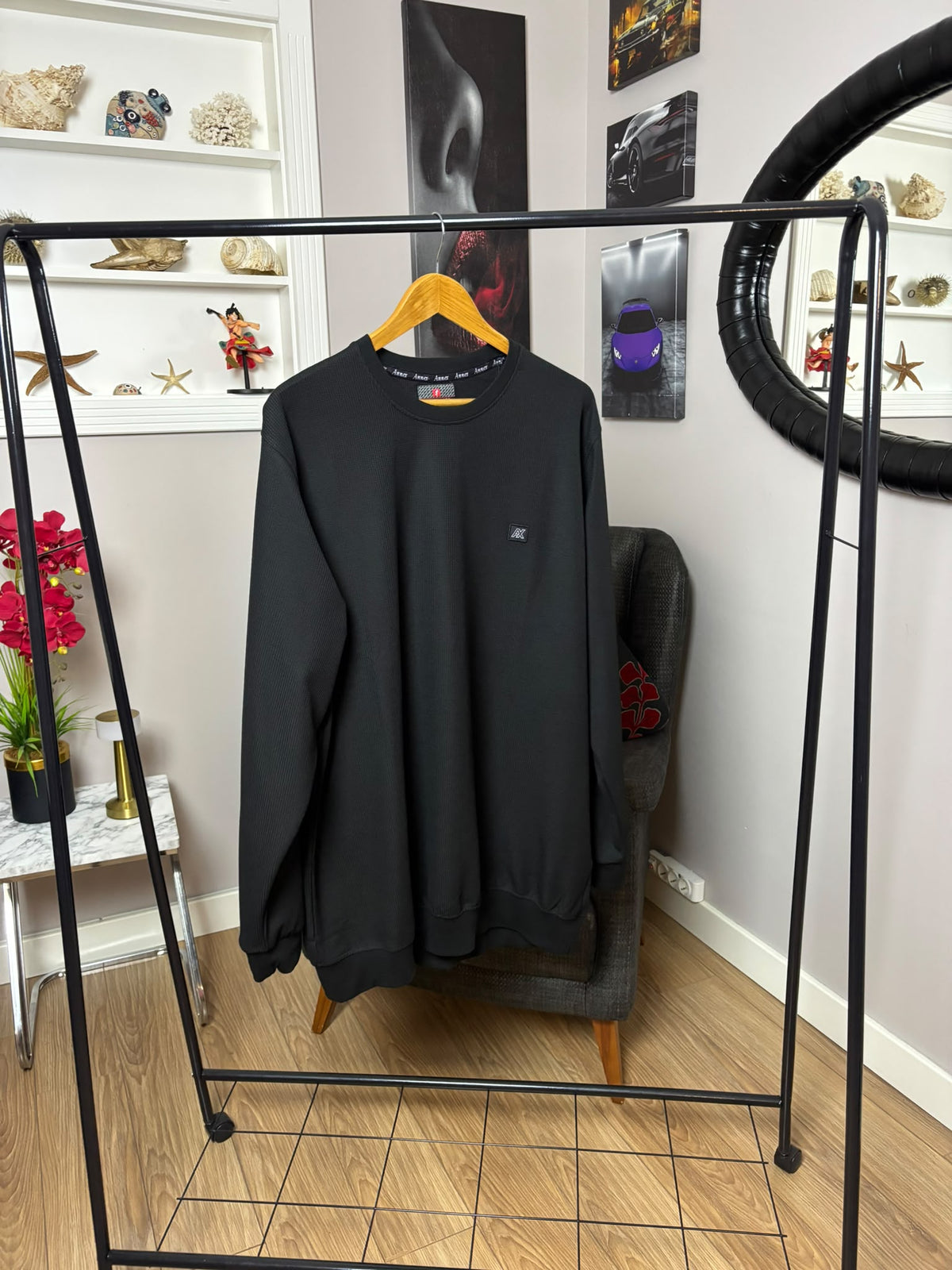 Waffle Kumaş Erkek Büyük Beden Sweatshirt