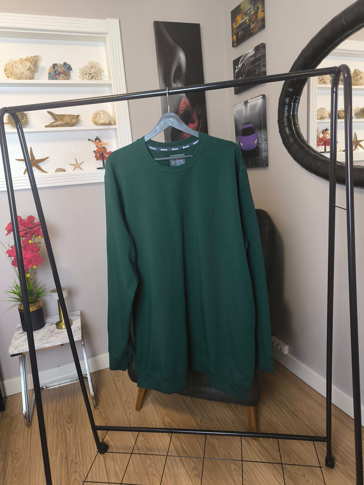 İki İplik Penye Büyük Beden Nefti Yeşil Erkek Sweatshirt
