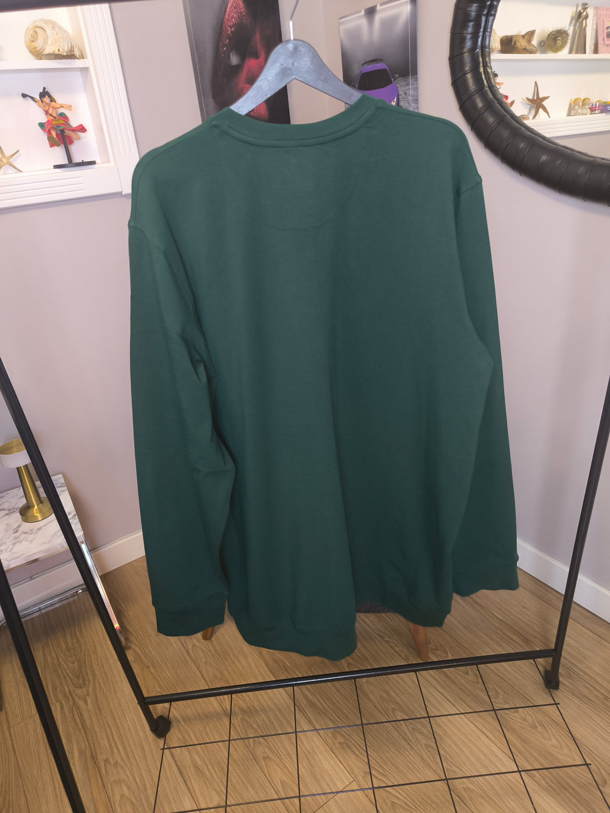 İki İplik Penye Büyük Beden Nefti Yeşil Erkek Sweatshirt