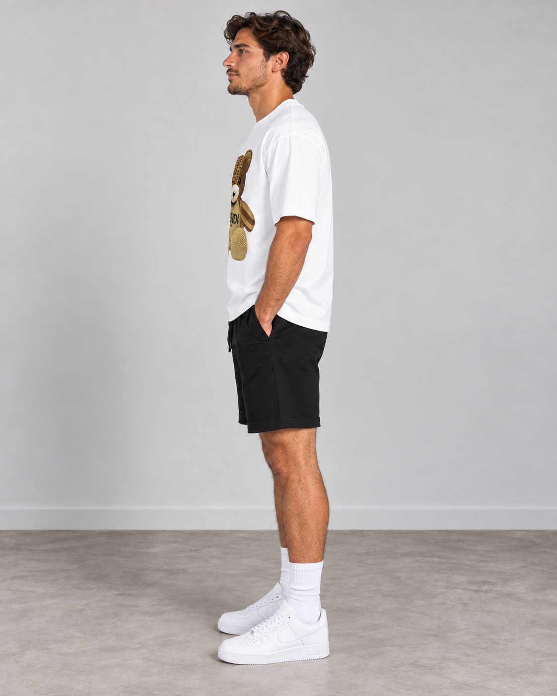 Bear Erkek T-shirt Beyaz
