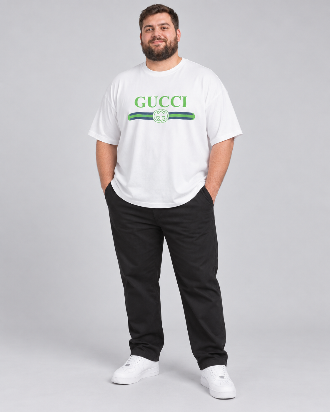 Büyük Beden Erkek Green Stripes T-shirt