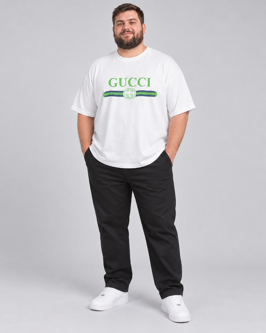 Büyük Beden Erkek Green Stripes T-shirt