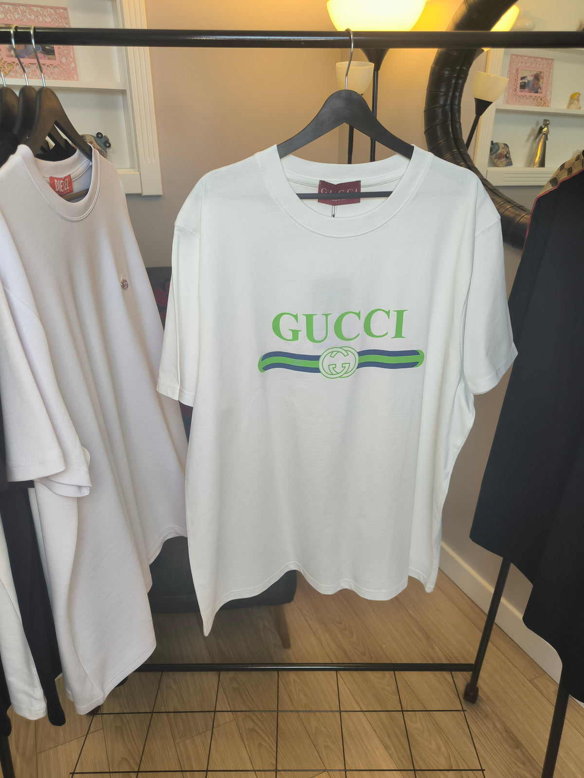 Büyük Beden Erkek Green Stripes T-shirt